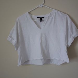 Forever 21 White Crop T-Shirt